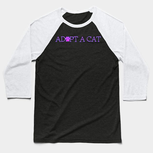 Adopt A Cat Purple Paw Pad Baseball T-Shirt by ROLLIE MC SCROLLIE